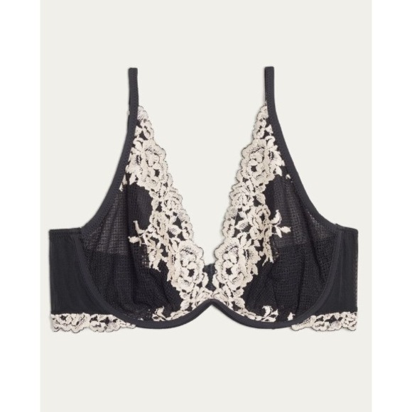 Intimissimi Pretty Flowers Blaconette Bra Black Lace Cup 36C Like New - Picture 2 of 9